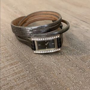 Guess genuine leather wrap watch
